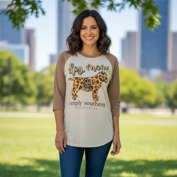 Simply Southern Tops - Simply Southern Dog Mom Raglan Tee Woman's Medium